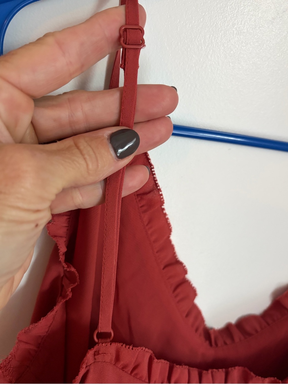 LOFT Red Ruffle-Trim Spaghetti Strap Cami - Picture 5 of 5